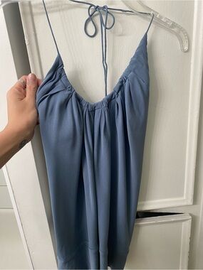 DKNY Blue Silk-Blend halter top